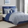 8-Piece Casey Navy Essential Comforter Set, Full -Comforters Sales 8 piece casey navy essential comforter set full