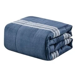 8-Piece Emin Blue Striped Essential Comforter Set, Full 13 8-Piece Emin Blue Striped Essential Comforter Set, Full -Comforters Sales 8 piece emin blue striped essential comforter set full 2