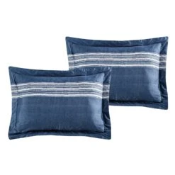 8-Piece Emin Blue Striped Essential Comforter Set, Full 15 8-Piece Emin Blue Striped Essential Comforter Set, Full -Comforters Sales 8 piece emin blue striped essential comforter set full 4