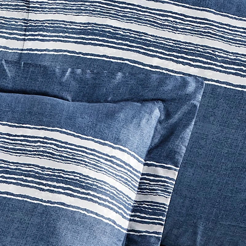 8-Piece Emin Blue Striped Essential Comforter Set, Full 8 8-Piece Emin Blue Striped Essential Comforter Set, Full - Image 6