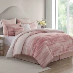8-Piece Kiedis Blush Pink Essential Comforter Set, King