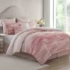 8-Piece Kiedis Blush Pink Essential Comforter Set, Queen -Comforters Sales 8 piece kiedis blush pink essential comforter set queen