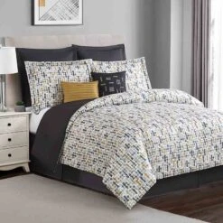 8-Piece Madison Multicolor Essential Comforter Set, Queen