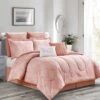 8-Piece Ogee Pink Essential Comforter Set, Queen -Comforters Sales 8 piece ogee pink essential comforter set queen