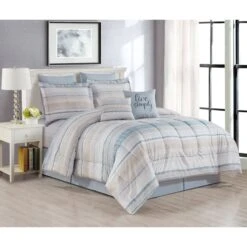 8-Piece Roxy Striped Essential Comforter Set, King