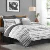 8-Piece Sophie Grey Striped Essential Comforter Set, Queen -Comforters Sales 8 piece sophie grey striped essential comforter set queen