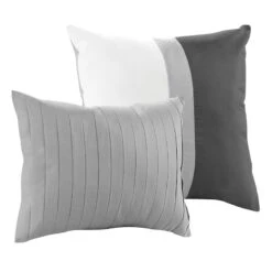 8-Piece Sophie Grey Striped Essential Comforter Set, Queen -Comforters Sales 8 piece sophie grey striped essential comforter set queen 4