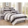 8-Piece White Striped Essential Comforter Set, Queen -Comforters Sales 8 piece white striped essential comforter set queen