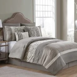 Arcadia 8-Piece Taupe Comforter Set, King