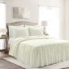 Ava 3-Piece Grey Diamond Ruffle Quilt Set, King -Comforters Sales ava 3 piece grey diamond ruffle quilt set king