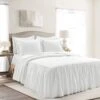 Ava 3-Piece White Diamond Ruffle Quilt Set, King -Comforters Sales ava 3 piece white diamond ruffle quilt set king