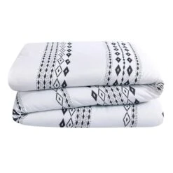 Azteca 3-Piece Black & White Printed Comforter Set, King -Comforters Sales azteca 3 piece black white printed comforter set king 2