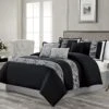Bali Resort 7-Piece Black Embroidered Comforter Set, King -Comforters Sales bali resort 7 piece black embroidered comforter set king