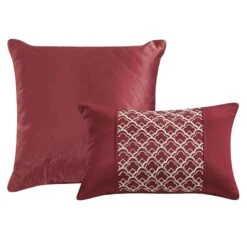 Bellmead 6-Piece Red Jacquard Comforter Set, King -Comforters Sales bellmead 6 piece red jacquard comforter set king 2