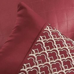 Bellmead 6-Piece Red Jacquard Comforter Set, King -Comforters Sales bellmead 6 piece red jacquard comforter set king 5
