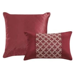 Bellmead 6-Piece Red Jacquard Comforter Set, Queen -Comforters Sales bellmead 6 piece red jacquard comforter set queen 2