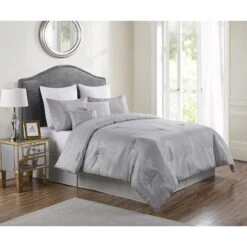 Bern 8-Piece Ivory Jacquard Comforter Set, King