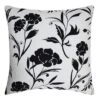 Black Floral Quilted Throw Pillow, 18"