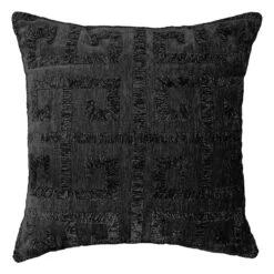 Black Greek Key Throw Pillow, 18"