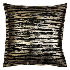 Black Jessa Streak Linen Metallic Throw Pillow, 18"