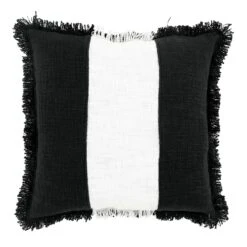 Black & White Block Striped Throw Pillow, 18"