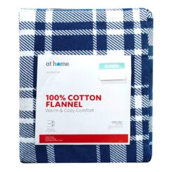Blue Plaid Queen Flannel Sheet Set