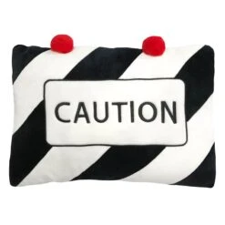 Caution Alert Embroidered Shaped Plush Pillow