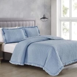 Crush 3Pc Quilt Light Blue King