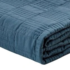 Found & Fable 3-Piece Solid Blue Quilt Set, Full/Queen -Comforters Sales found fable 3 piece solid blue quilt set full queen 3