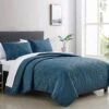 Found & Fable 3-Piece Solid Blue Quilt Set, King 2 Found & Fable 3-Piece Solid Blue Quilt Set, King -Comforters Sales found fable 3 piece solid blue quilt set king