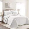 Found & Fable 3-Piece White Medallion Scalloped Quilt Set, King -Comforters Sales found fable 3 piece white medallion scalloped quilt set king