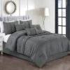 Found & Fable 7-Piece Solid Grey Embellished Comforter Set, Queen -Comforters Sales found fable 7 piece solid grey embellished comforter set queen