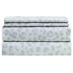 Glambition 4-Piece Grey Leopard Print Sheet Set, Full/Queen