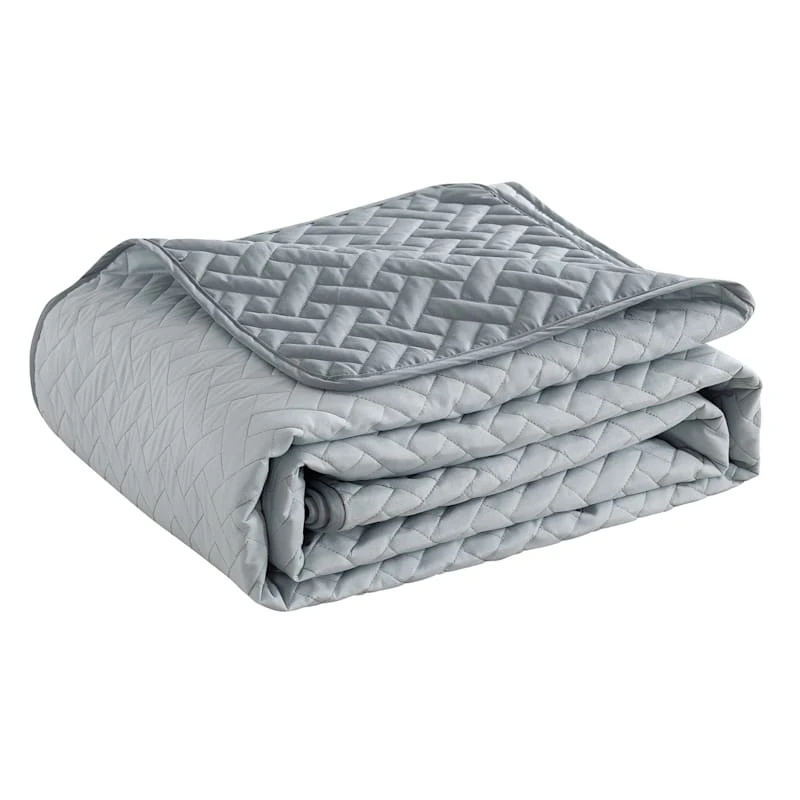 Grace Mitchell 3-Piece Grey Lattice Quilt Set, King 4 Grace Mitchell 3-Piece Grey Lattice Quilt Set, King - Image 2