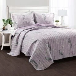 Grace Mitchell 3-Piece Lilac Bird Quilt Set, Full/Queen