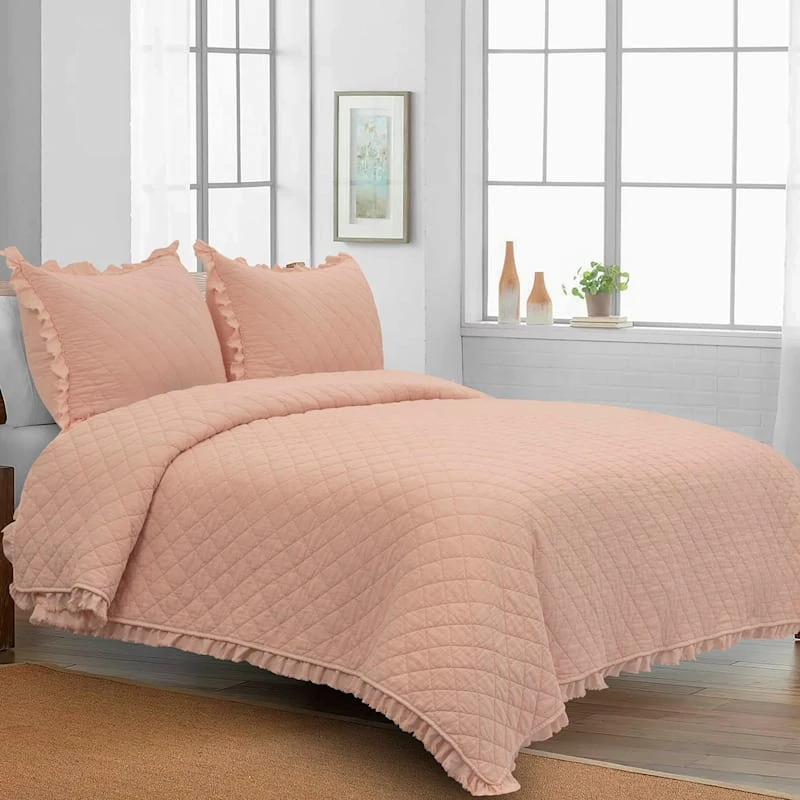 Grace Mitchell 3-Piece Pink Diamond Quilt Set, King 3 Grace Mitchell 3-Piece Pink Diamond Quilt Set, King