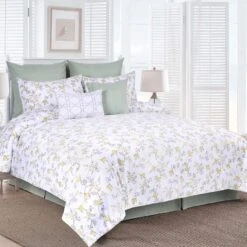 Grace Mitchell 8-Piece White & Purple Garden Floral Essential Comforter Set, King