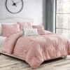 Hazel 5-Piece Blush Pink Comforter Set, Queen