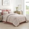 Honeybloom Pink Waffle W Raw Edge 7Pc Queen Comfoter Set -Comforters Sales honeybloom pink waffle w raw edge 7pc queen comfoter set