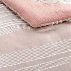 Honeybloom Pink Waffle W Raw Edge 7Pc Queen Comfoter Set -Comforters Sales honeybloom pink waffle w raw edge 7pc queen comfoter set 4