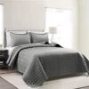 Laila Ali 3-Piece Grey Soft Striped Quilt Set, Full/Queen -Comforters Sales laila ali 3 piece grey soft striped quilt set full queen