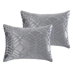 Laila Ali 6-Piece Kara Grey Velvet Comforter Set, Queen -Comforters Sales laila ali 6 piece kara grey velvet comforter set queen 2