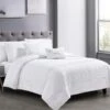 Logan 5-Piece White Comforter Set, Queen -Comforters Sales logan 5 piece white comforter set queen