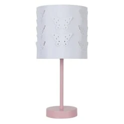 Pink Lamp With Butterfly Shade, 15"