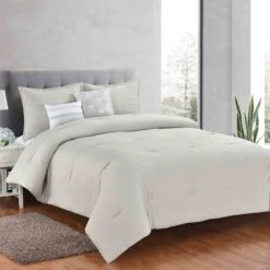 Pleya 5-Piece Slender Pintuck Comforter Set, Queen