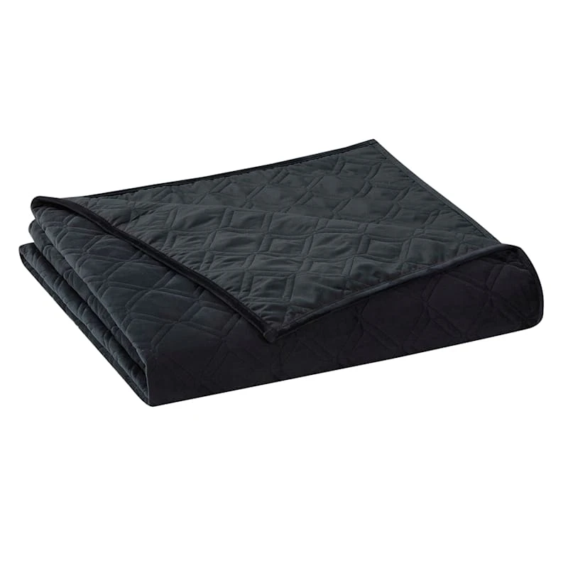Providence 3-Piece Black Velvet Quilt Set, Queen 4 Providence 3-Piece Black Velvet Quilt Set, Queen - Image 2