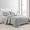 Providence 3-Piece Grey Pebble Stitch Quilt Set, King -Comforters Sales providence 3 piece grey pebble stitch quilt set king