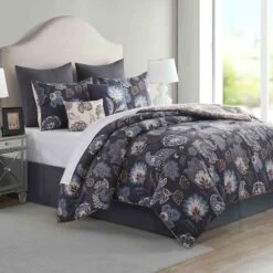 Shadie 8-Piece Navy Comforter Set, King