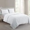 Shore White Kiing Embossed Quilt Set -Comforters Sales shore white kiing embossed quilt set
