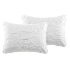 Shore White Kiing Embossed Quilt Set -Comforters Sales shore white kiing embossed quilt set 3
